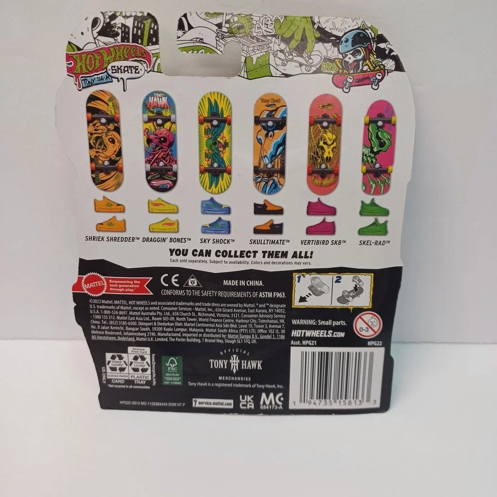 Hot Wheels Tony Hawk Skate Neon‎ Fingerboard Shriek Shredder